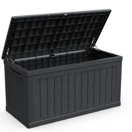 Front. HOMLUX - Large Outdoor Storage Deck Box for Patio Furniture and Sports/Pools Equipment Waterproof Resin Lockable Black - Black.