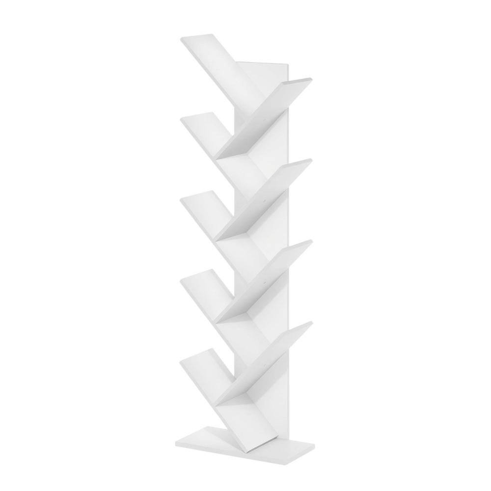 Front. FurniFact - White wooden bookcase with clean design for versatile storage - White.
