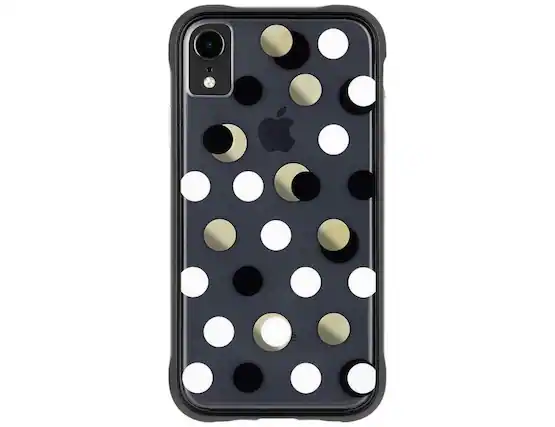 Front. Case-Mate - Case-Mate iPhone XR Case Black & Metallic Dot - Black Metallic Dot.