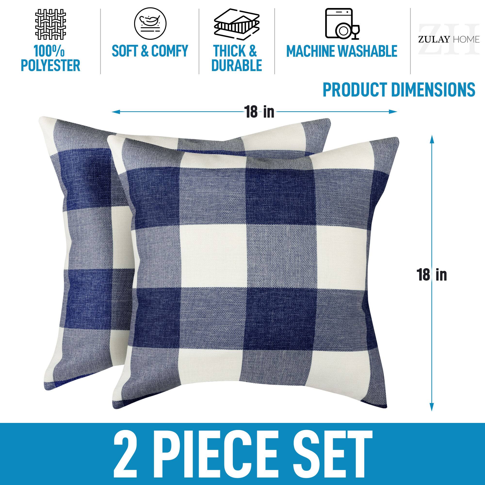 Zulay Kitchen Zulay Home Pack of 2 Buffalo Plaid Throw Pillow Covers 18 ...