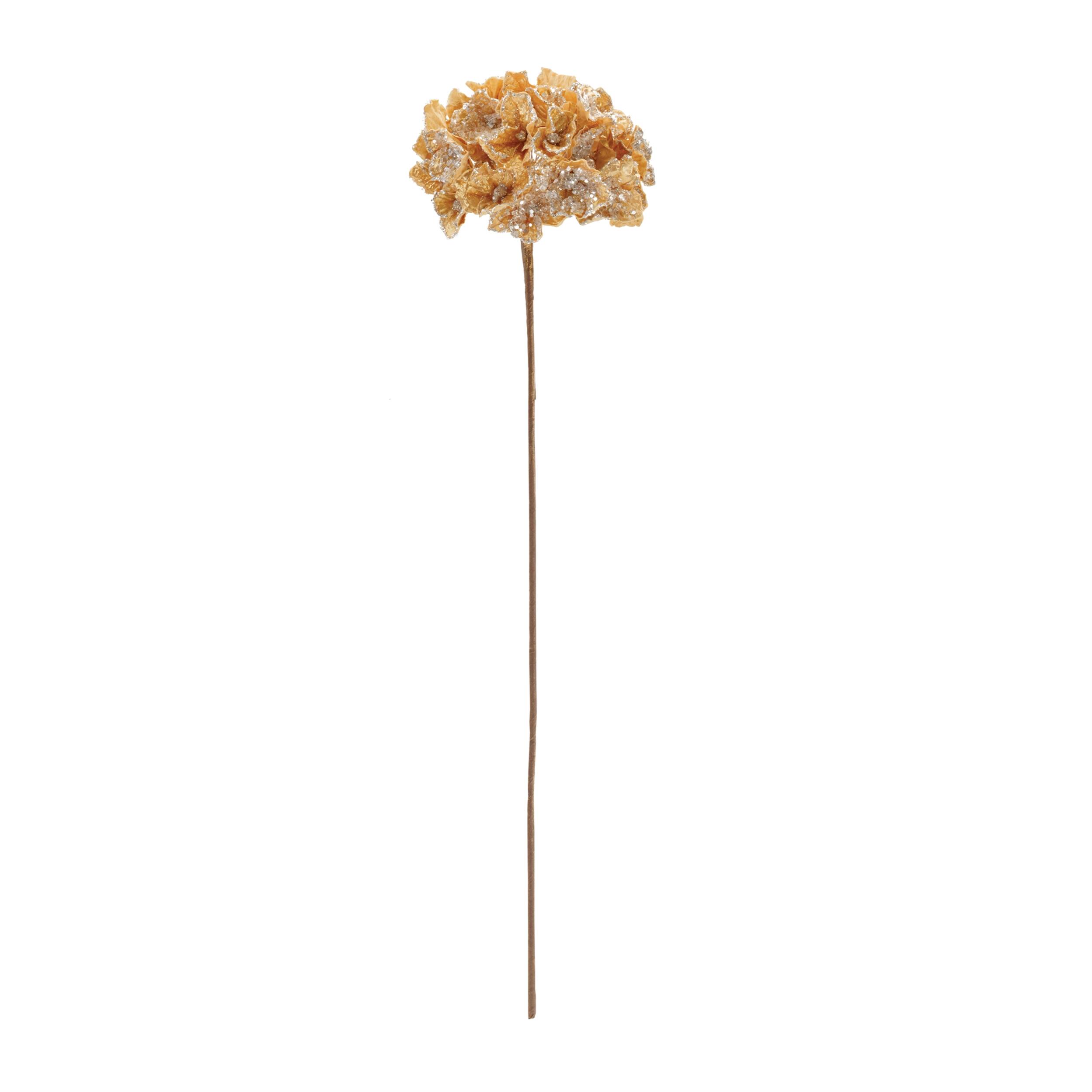 Angle. BreeBe - Beaded Hydrangea Flower Stem (Set of 2) - Gold.