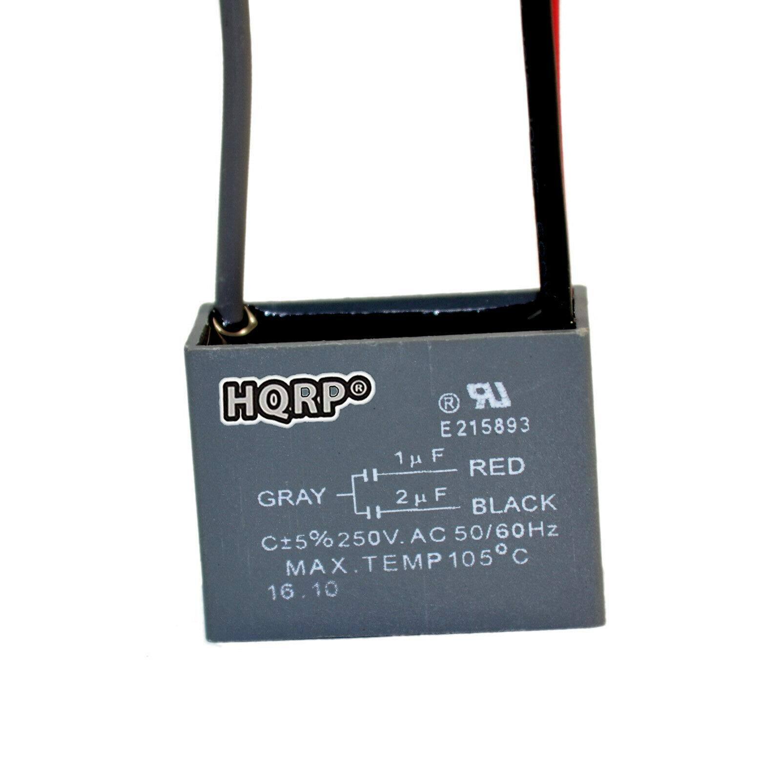 HQRPO  
E215893  
1μF  
RED  
2μF  
BLACK  
C±5% 250V AC 50/60Hz  
MAX TEMP 105°C  
GRAY  
16.10