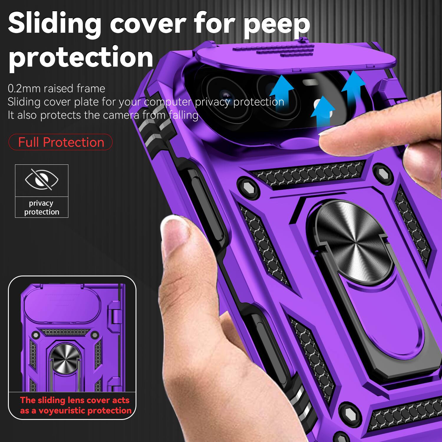 Dteck For Apple iPhone Duo Heavy Duty Rugged Case Sliding Lens Cover ...
