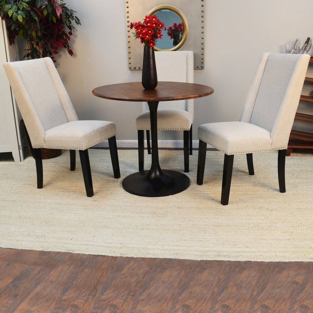 Alt View 8. Carolina Chair & Table - Alden Wood Top 36" Round Dining Table and 4 Laurant Upholstered Dining Chairs - Elm, Black.