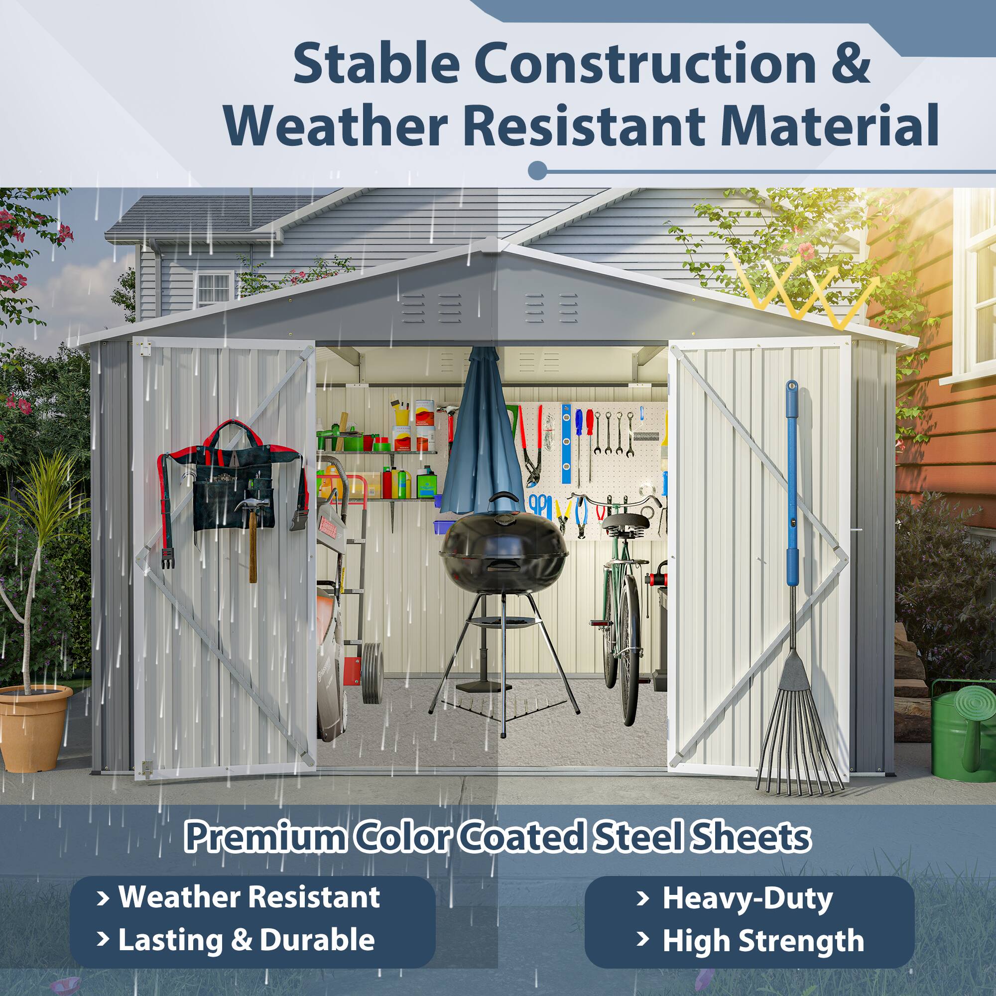 Stable Construction & Weather Resistant Material

Premium Color Coated Steel Sheets
- Weather Resistant
- Lasting & Durable
- Heavy-Duty
- High Strength