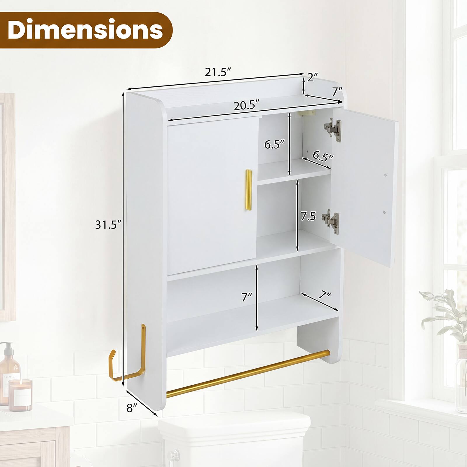 Dimensions: 21.5" x 20.5" x 2" x 7" x 6.5" x 6.5" x 31.5" x 7.5" x 8" x 7" x 7"