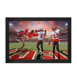 Sporticulture - Baker Mayfield and Mike Evans Tampa Bay Buccaneers Framed Two-Player Art Print - Red
