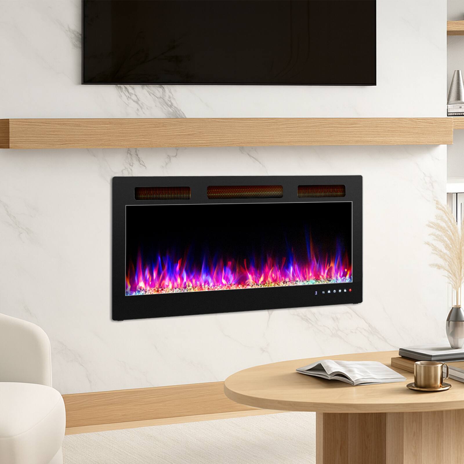 Alt View 5. Winado - 42" Electric Fireplace Insert, 1500W Wall-mounted/Built-in Fireplace Heater with WIFI Control, Remote Control - Black.