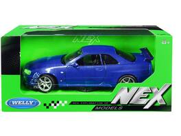 Nissan Skyline GT-R (R34) RHD (Right Hand Drive) Blue Metallic "NEX Models" 1/24 Diecast Model Car by Welly