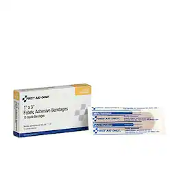 First Aid Only - 1" x 3" Fabric Adhesive Bandages, 16/Box (1-008) - Beige