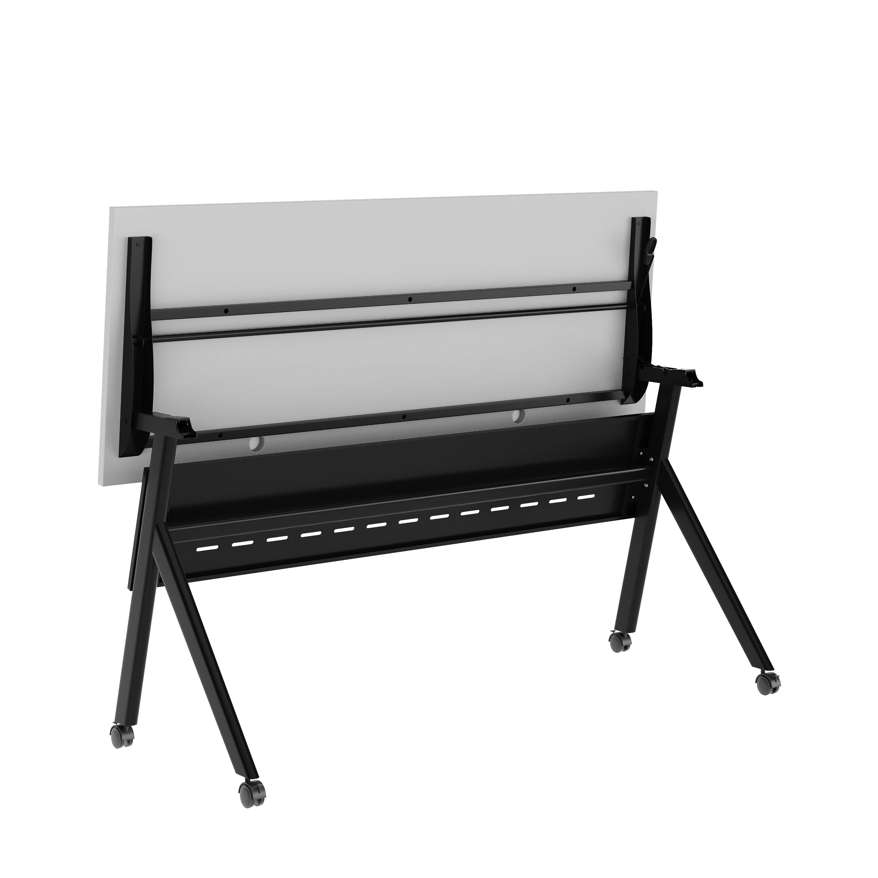 Alt View 10. Emma + Oliver - Griffin Heavy-Duty Flip Top Training Table with Nesting Design, Privacy Panel, Y-Legs, Tabletop, Metal Frame - Gray Top/Black Frame.