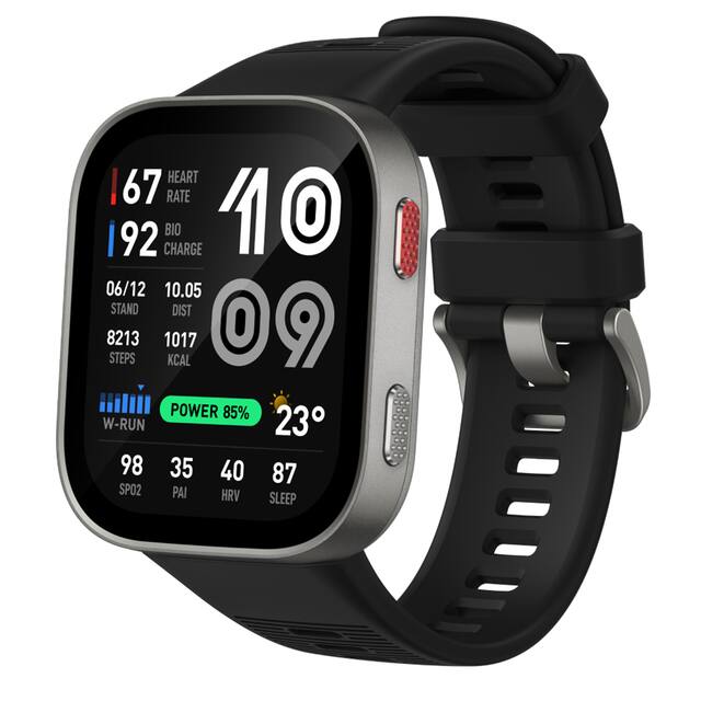 Amazfit - Bip Max 50mm Smart Watch, Large 2.07" AMOLED Display, 20 Days of Battery, GPS - Silver/Black - (2026)