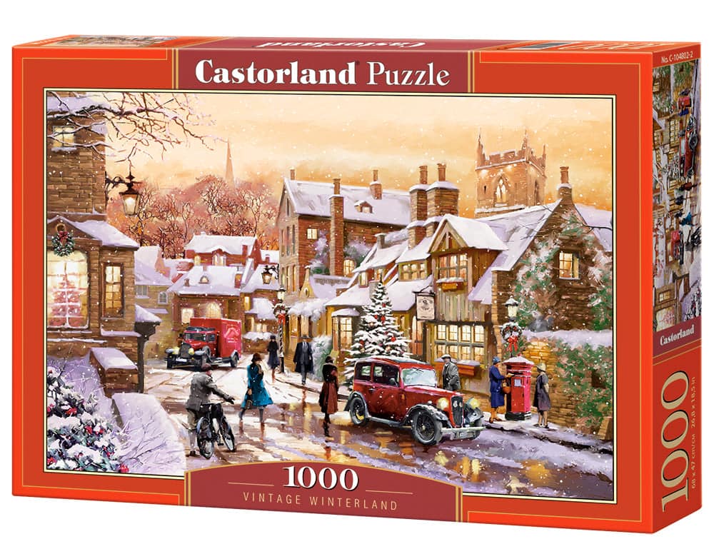 1000 Piece Jigsaw Puzzle, Vintage Winterland, Winter puzzle, Snow, Adult Puzzle, Castorland C-104802-2 - Red