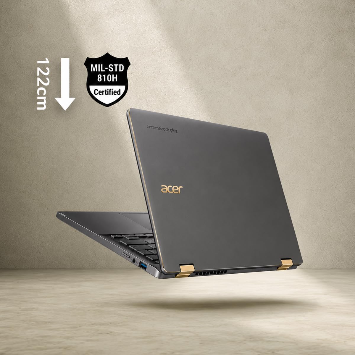 12.2 cm  
MIL-STD 810H Certified  
chromebook plus plus  
acer