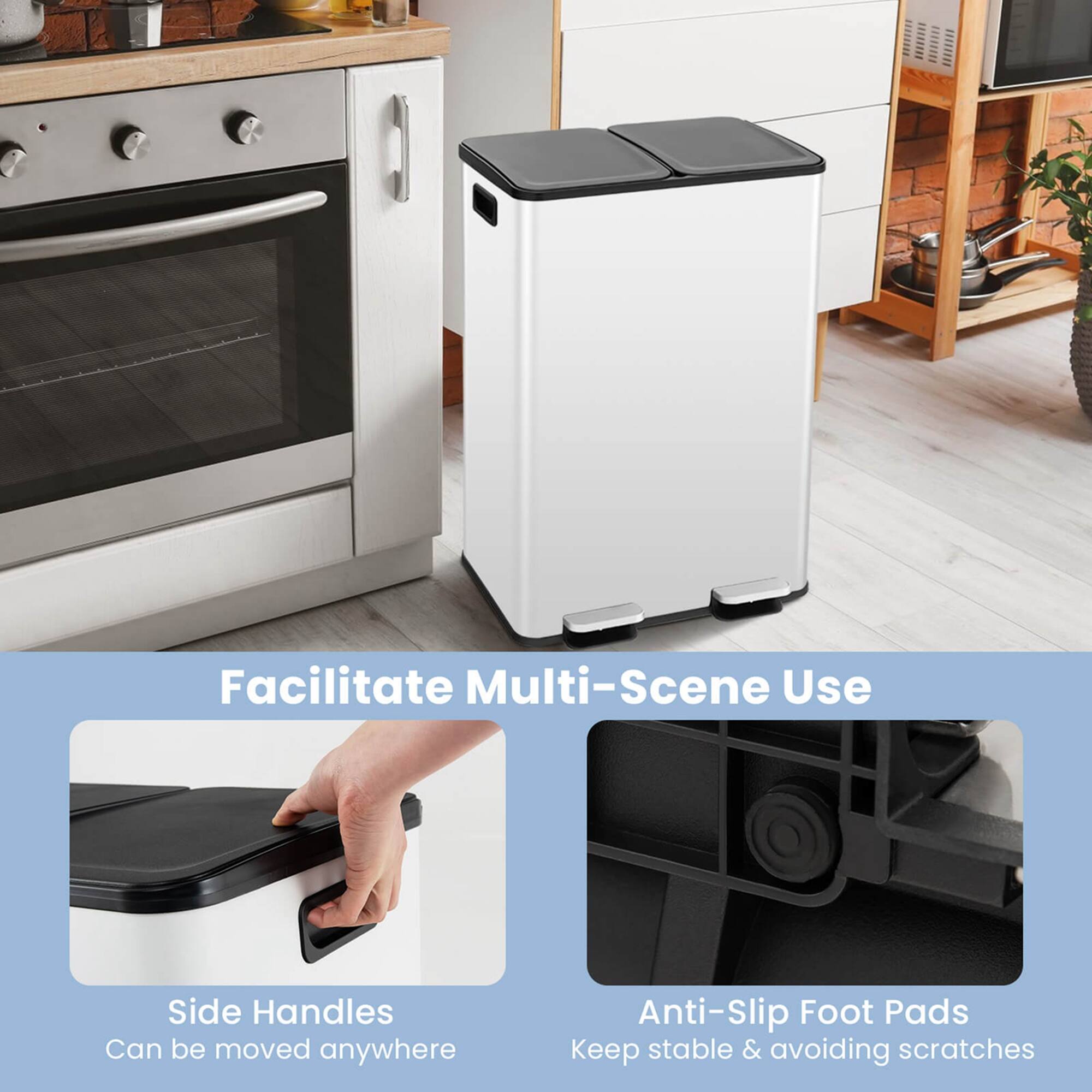 Facilitate Multi-Scene Use

Side Handles
Can be moved anywhere

Anti-Slip Foot Pads
Keep stable & avoiding scratches