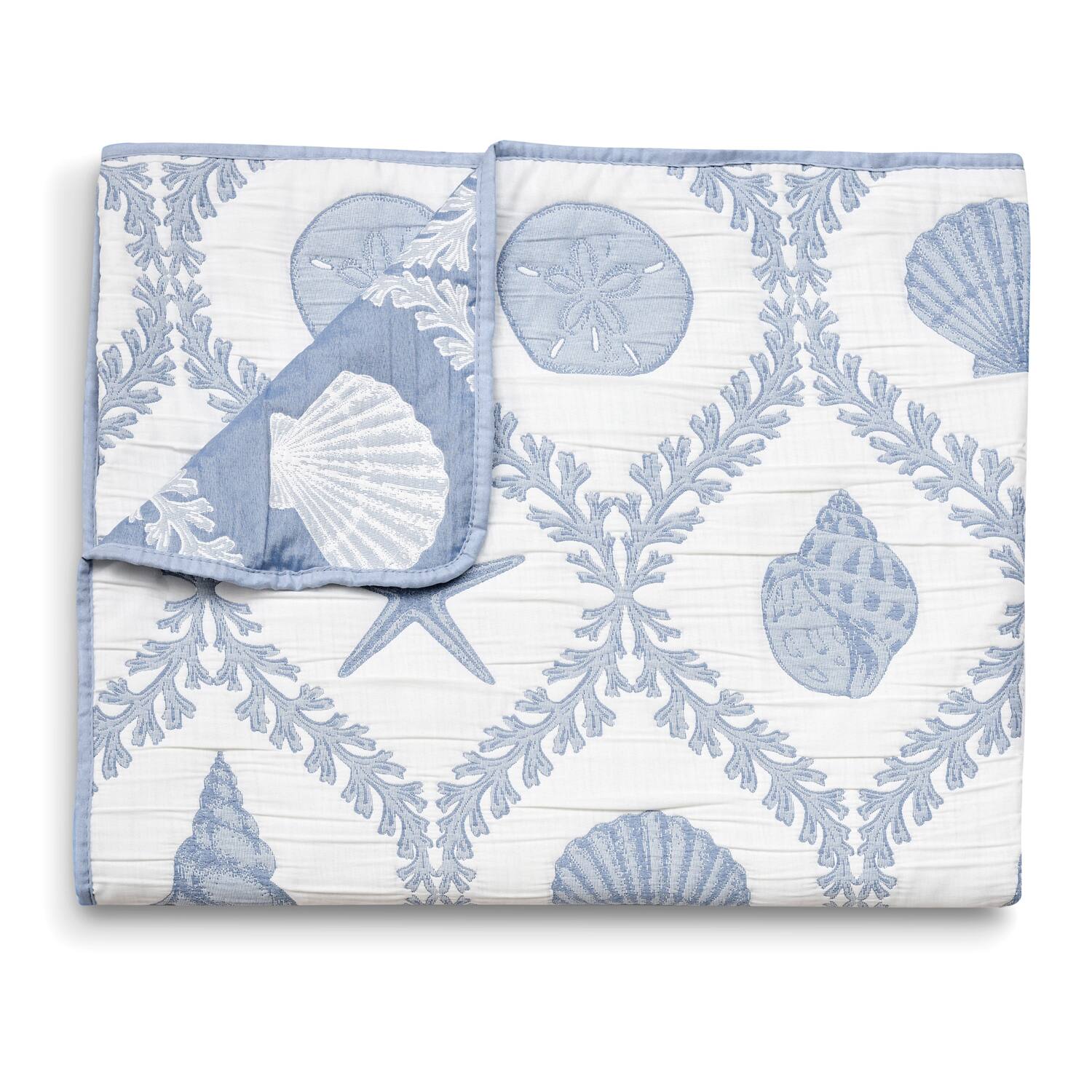 Left. Greenland Home Fashions - Greenland Home Fashion Laguna 100% Polyester Reversible Accessory Throw Blanket 50" x 60" Chambray - Chambray.