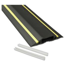 D-Line - US/FC83H 3.25 in. x 0.5 in. x 6 ft. Medium-Duty Floor Cable Cover - Black with Yellow Stripe