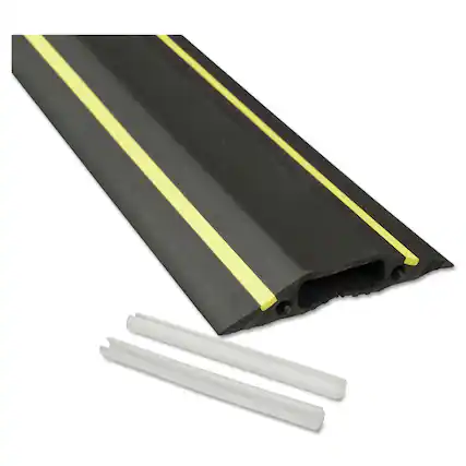Front. D-Line - US/FC83H 3.25 in. x 0.5 in. x 6 ft. Medium-Duty Floor Cable Cover - Black with Yellow Stripe - Black with Yellow Stripe.