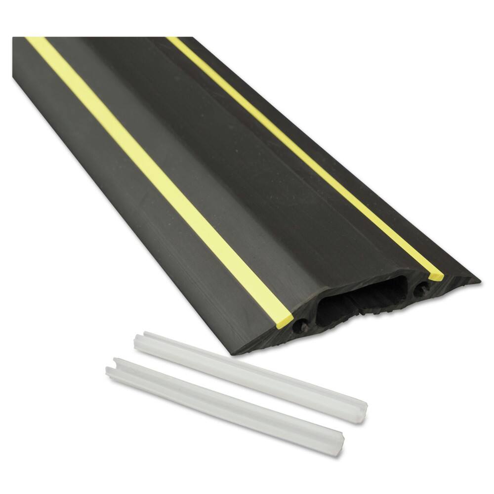 Front. D-Line - US/FC83H 3.25 in. x 0.5 in. x 6 ft. Medium-Duty Floor Cable Cover - Black with Yellow Stripe - Black with Yellow Stripe.