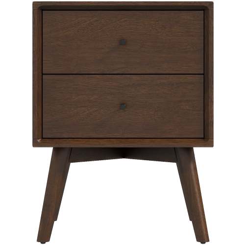 Alt View 1. LUCKY ONE - 23.6" Assembled Mid Century Nightstand 2-Drawer Solid Wood - Dark Brown.