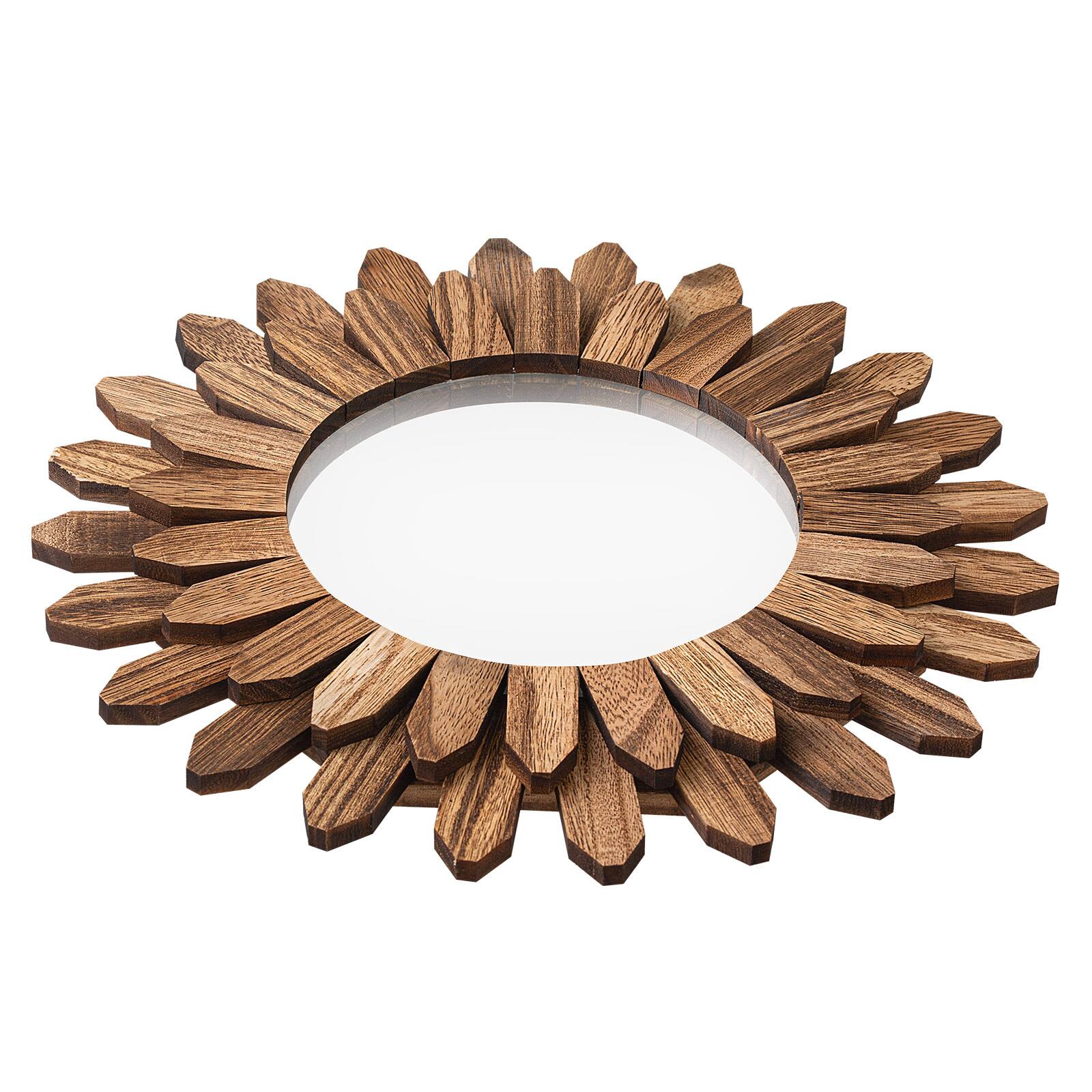 Alt View 5. VEVOR - Wall Mirror Decorative, 12-inch Rustic Wood Wall Decor Mirror, Boho Sunburst Aesthetic Mirrors - Dark wood color+silver.