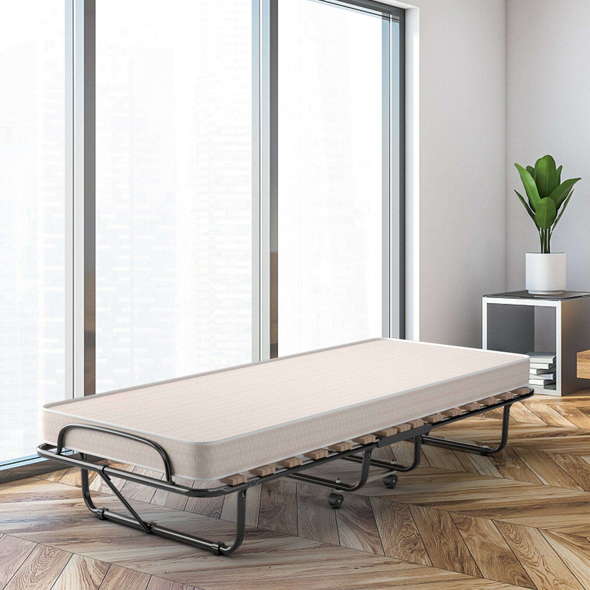 Alt View 2. Gymax - Gymax Folding Bed Rollaway Extra Guest W/ Memory Foam Mattress Made in Italy - Beige.