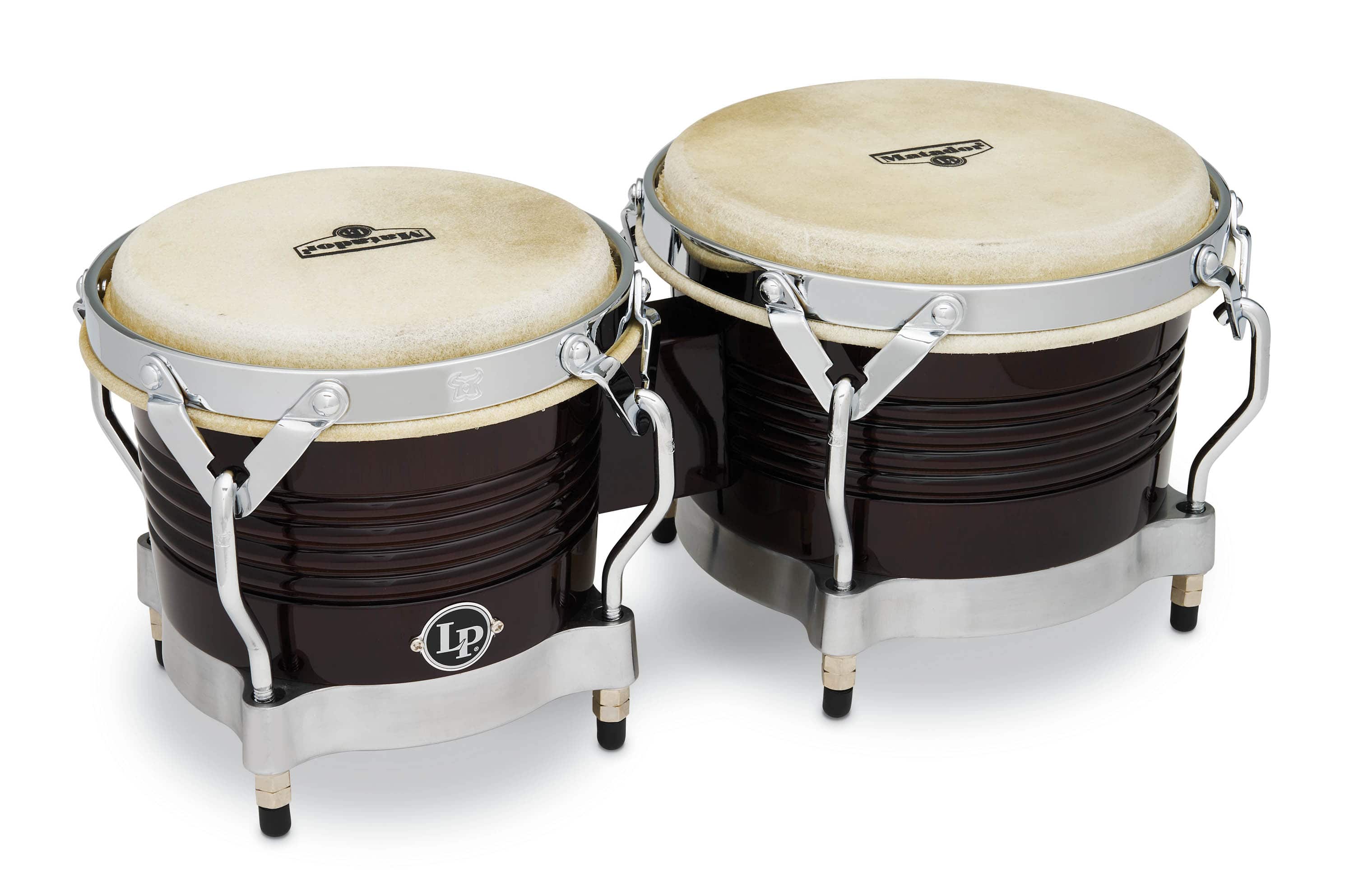 Latin Percussion 7.25 and 8.625 Inch Bongo Drums Dark Brown Finish