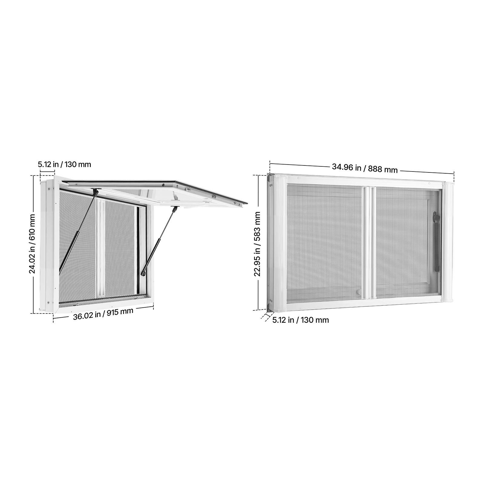 5.12 in / 130 mm  
34.96 in / 888 mm  
24.02 in / 610 mm  
22.95 in / 583 mm  
36.02 in / 915 mm