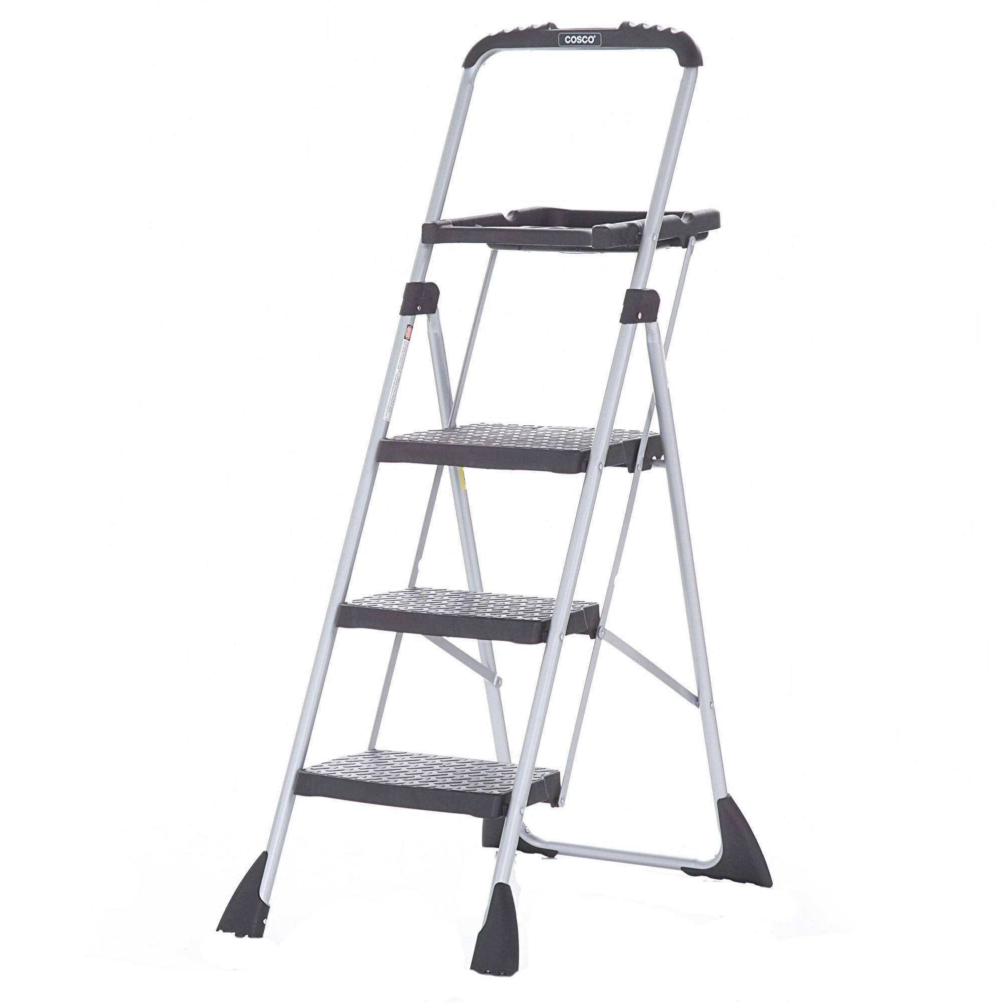 Front. Cosco - Three Step Max Steel Work Platform - Black.