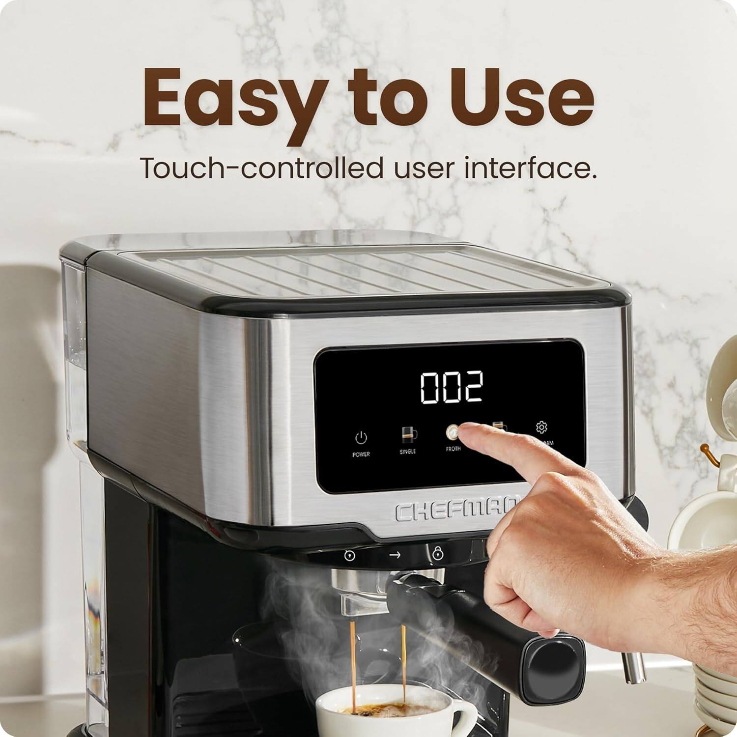 Easy to Use  
Touch-controlled user interface.  

POW 002  
Bn FRO UM CHEFMAD