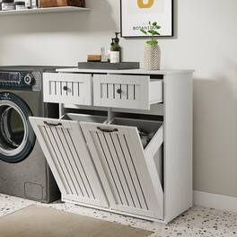 ELEMENT ACE - Versatile Laundry Storage Cabinet with Removable Baskets and Drawers for Organized Home - White