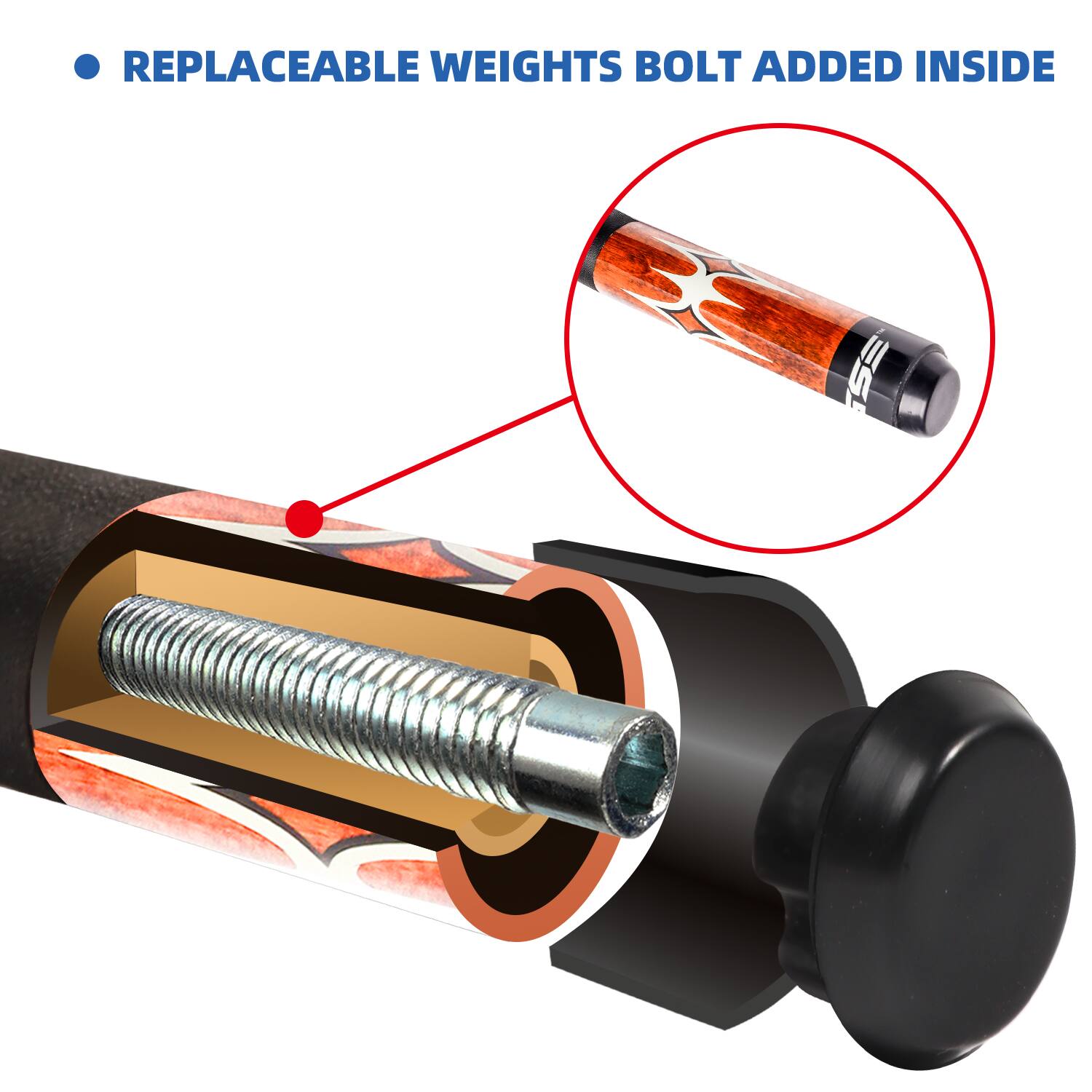 REPLACEABLE WEIGHTS BOLT ADDED INSIDE SS