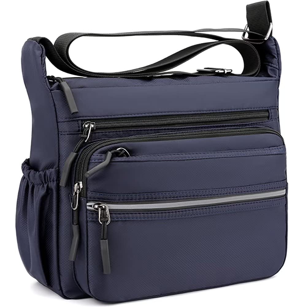 Front. Skar Audio - Messenger Bag For Men Nylon Waterproof Shoulder Multi-pocket Crossbody Daily Travel Lightweight Satchel - Blue.