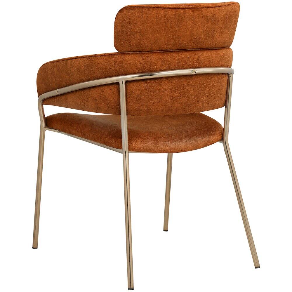 Alt View 1. Meridian Furniture - Yara Cognac Velvet Dining Chair, Set of 2 - Brown.