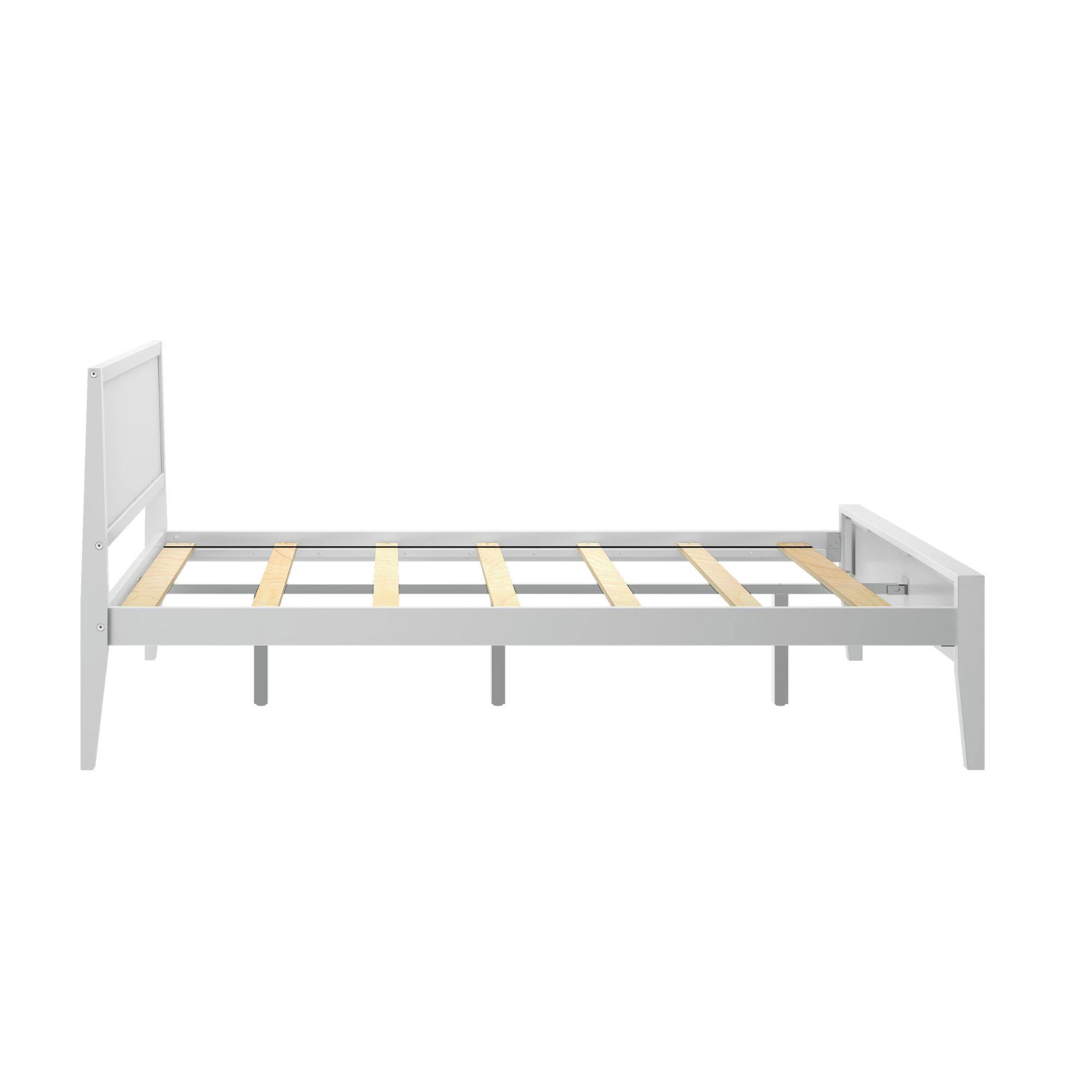 Alt View 3. Plank+Beam - Queen-Size Bed with Panel Headboard, White - White.