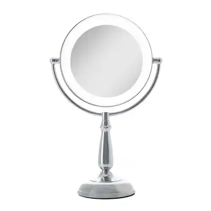 Front. Zadro - LED Lighted Makeup Mirror with Touch Control and Magnification Options 5X, 10X, 12X - Chrome.