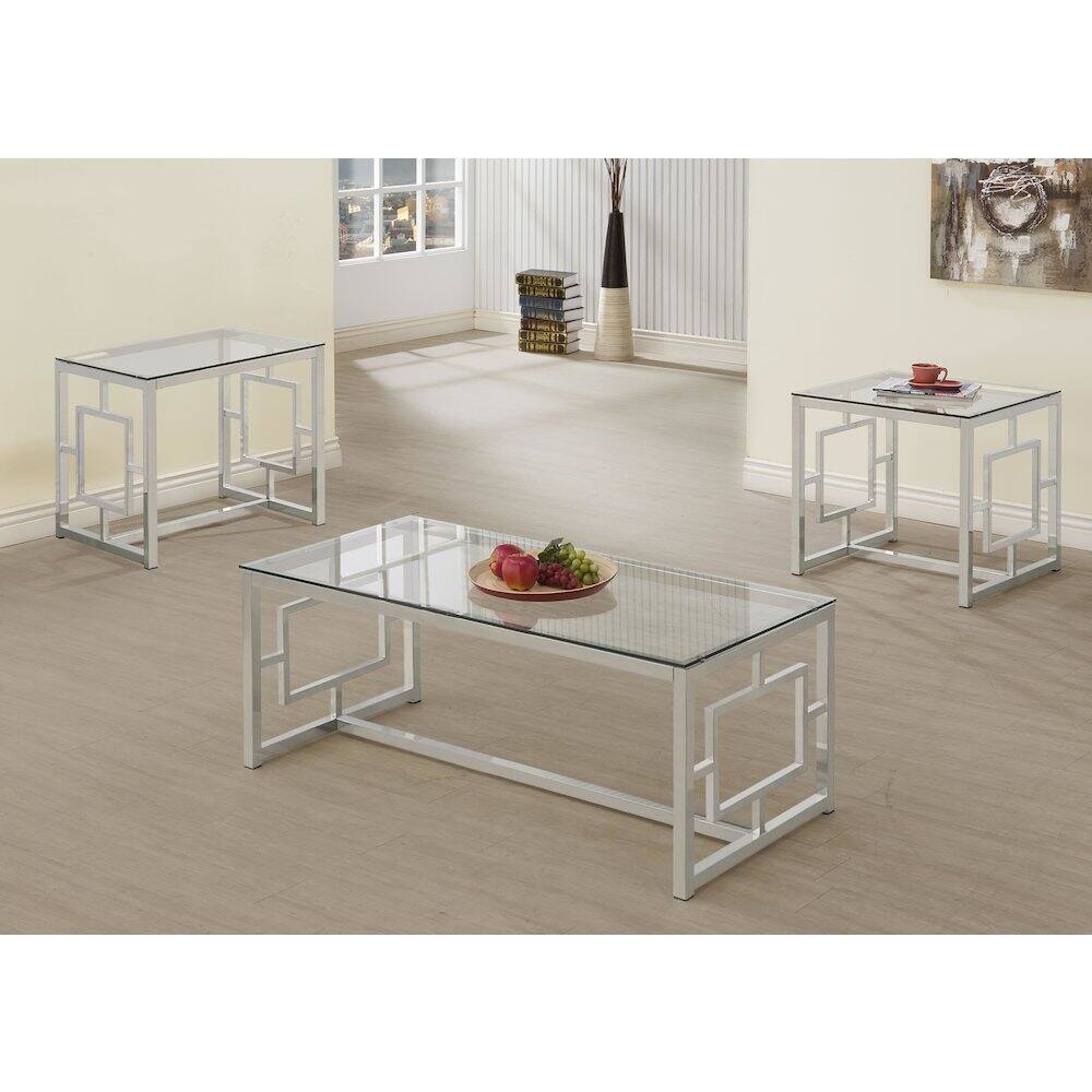 Alt View 1. Coaster Co. of America - Merced 3-piece Rectangular Coffee and End Table Set Nickel - Silver.