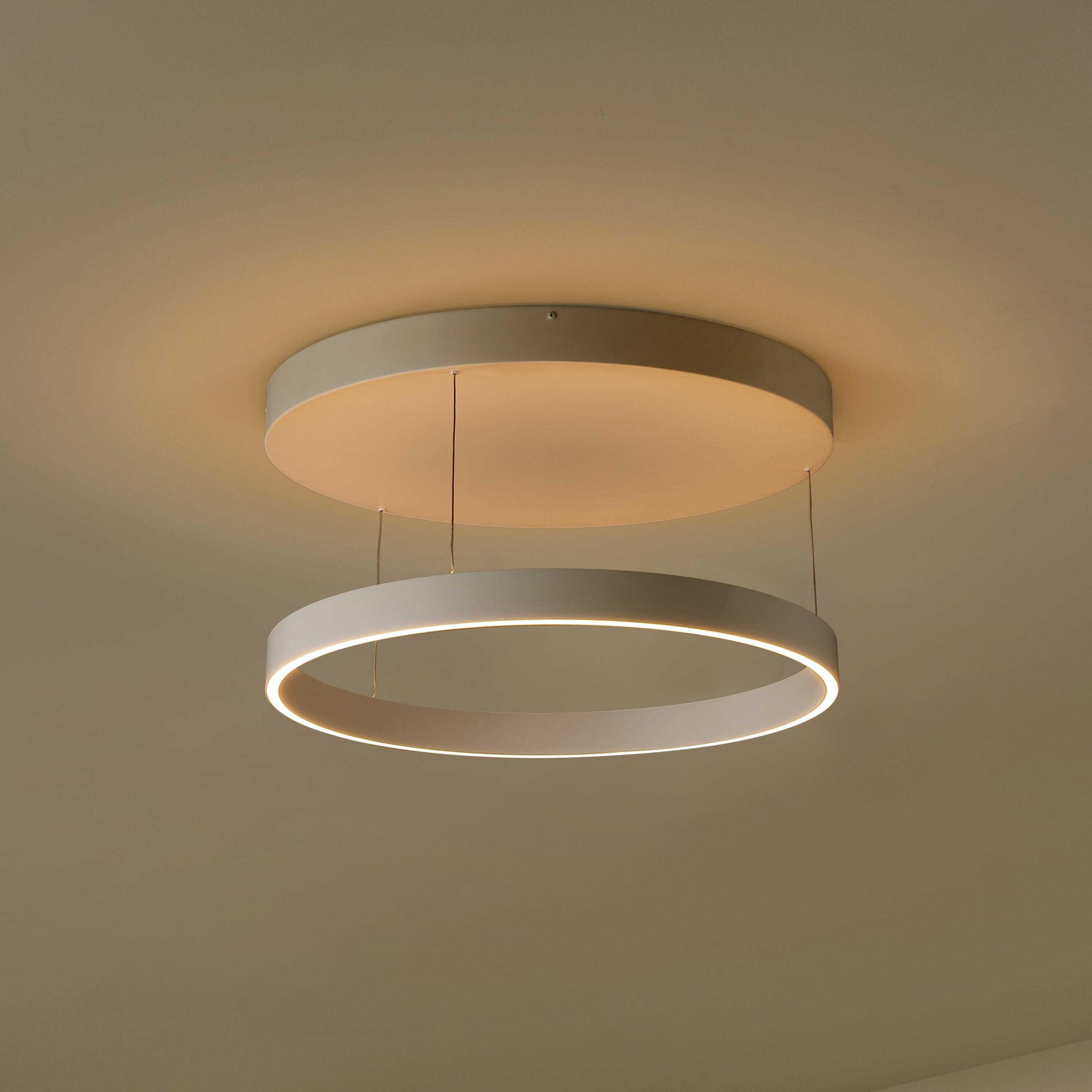 Alt View 1. Jonathan Y - Jense 23.75" Minimalist Modern Metal Adjustable Dimmable Ring Integrated LED Pendant, White - White.