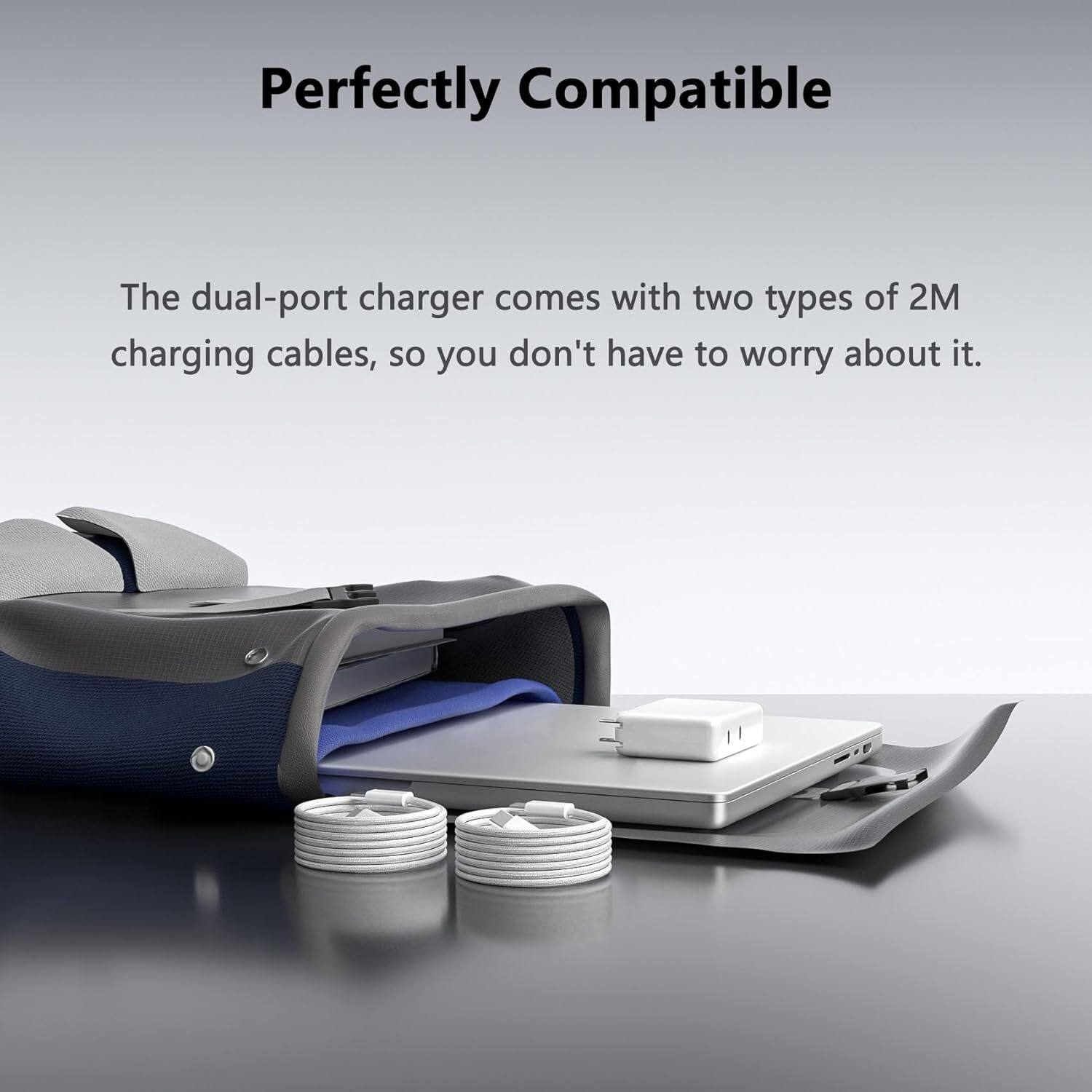 Perfectly Compatible

The dual-port charger comes with two types of 2M charging cables, so you don't have to worry about it.