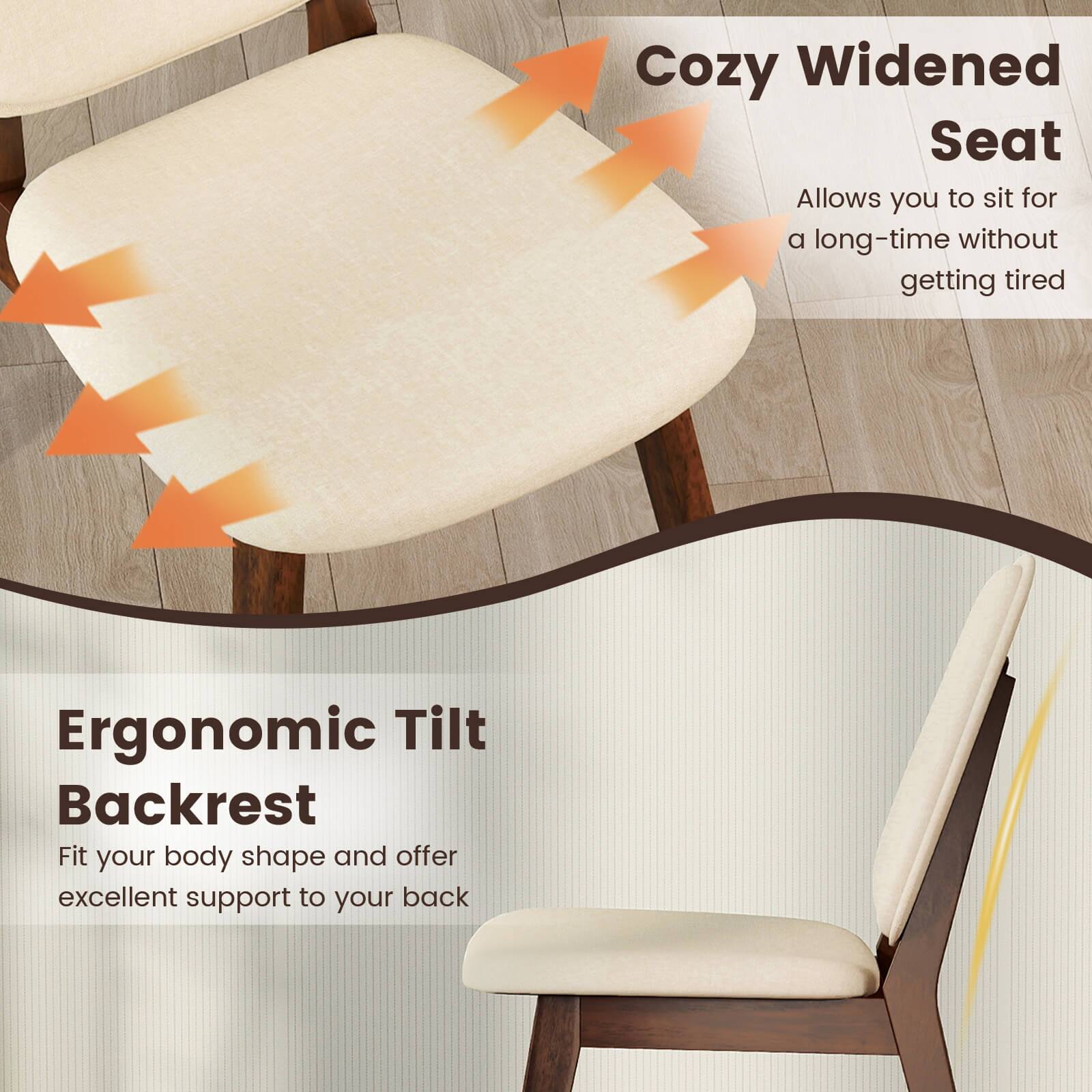 Cozy Widened Seat  
Allows you to sit for a long time without getting tired  

Ergonomic Tilt Backrest  
Fit your body shape and offer excellent support to your back