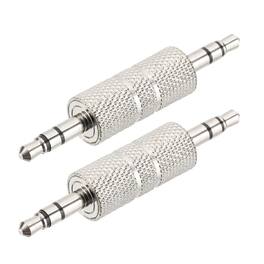 Unique Bargains - 2pcs 3.5mm (1/8") Male to Male Stereo Audio Adapter Connector Jack - Silver
