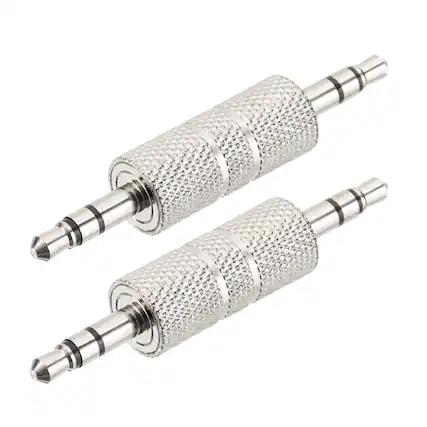 Front. Unique Bargains - 2pcs 3.5mm (1/8") Male to Male Stereo Audio Adapter Connector Jack - Silver.