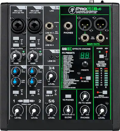 Front. Mackie - ProFX6v3 Professional Effects Mixer with USB - Black.