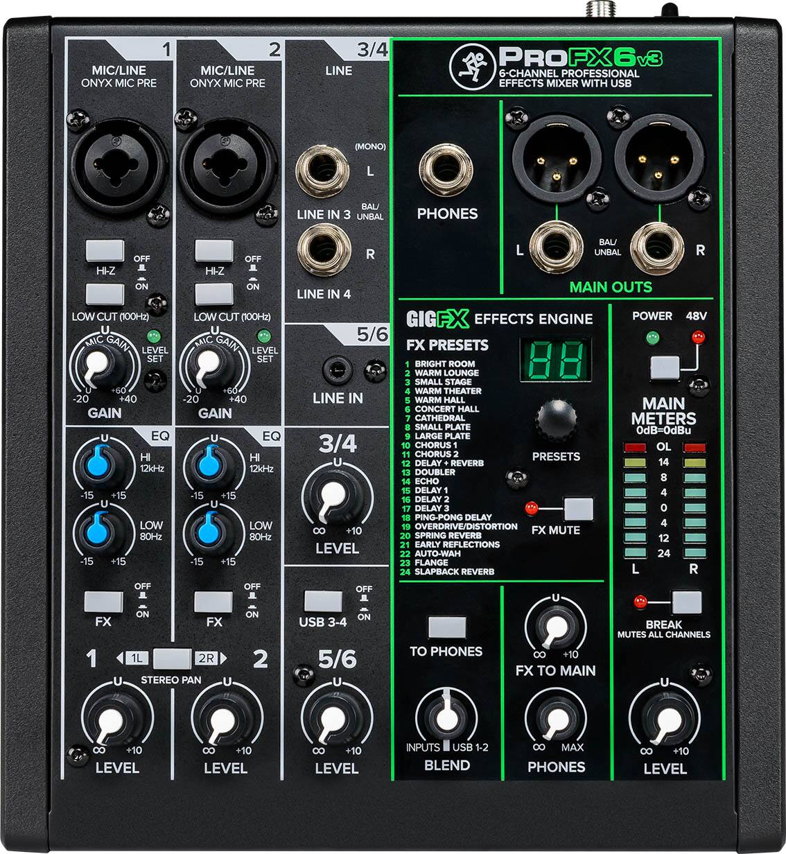Front. Mackie - ProFX6v3 Professional Effects Mixer with USB - Black.