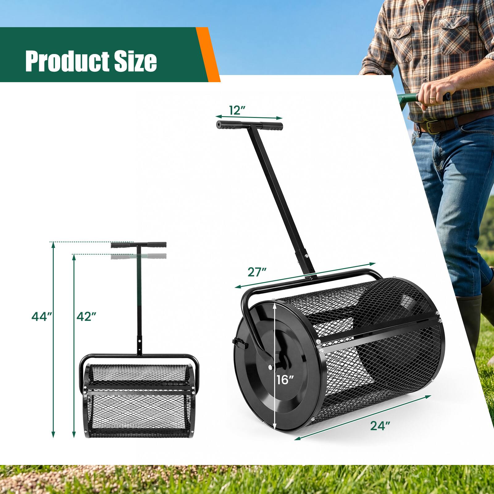 Product Size

12"  
27"  
44"  
42"  
16"  
24"
