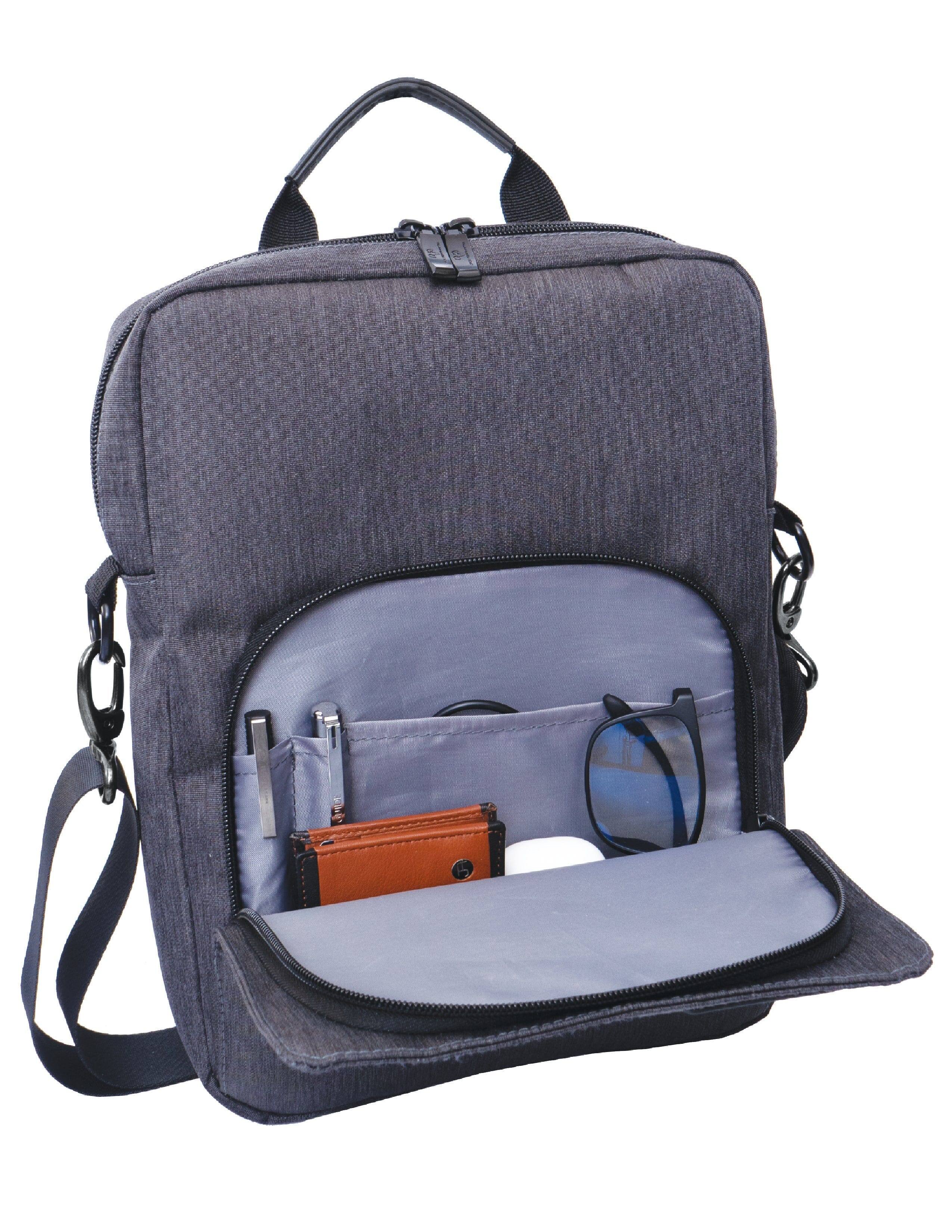 Left. Jack Abrahams - Jack Abrahams 12-Inch Twill Messenger Bag with Tablet Sleeve - Stylish and Functional - black.