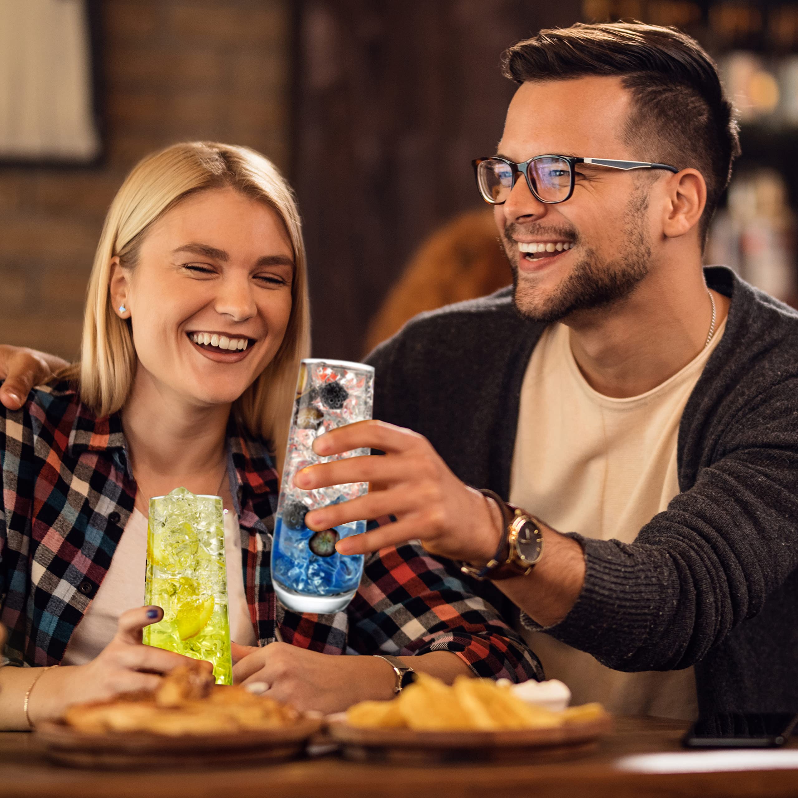 Alt View 5. NutriChef - NutriChef 2-Piece Stemless Champagne Flutes, 6.4" Tall, Prosecco Wine Flutes, Bar Glassware, Dishwasher Safe - NGLSTM2 - Clear.