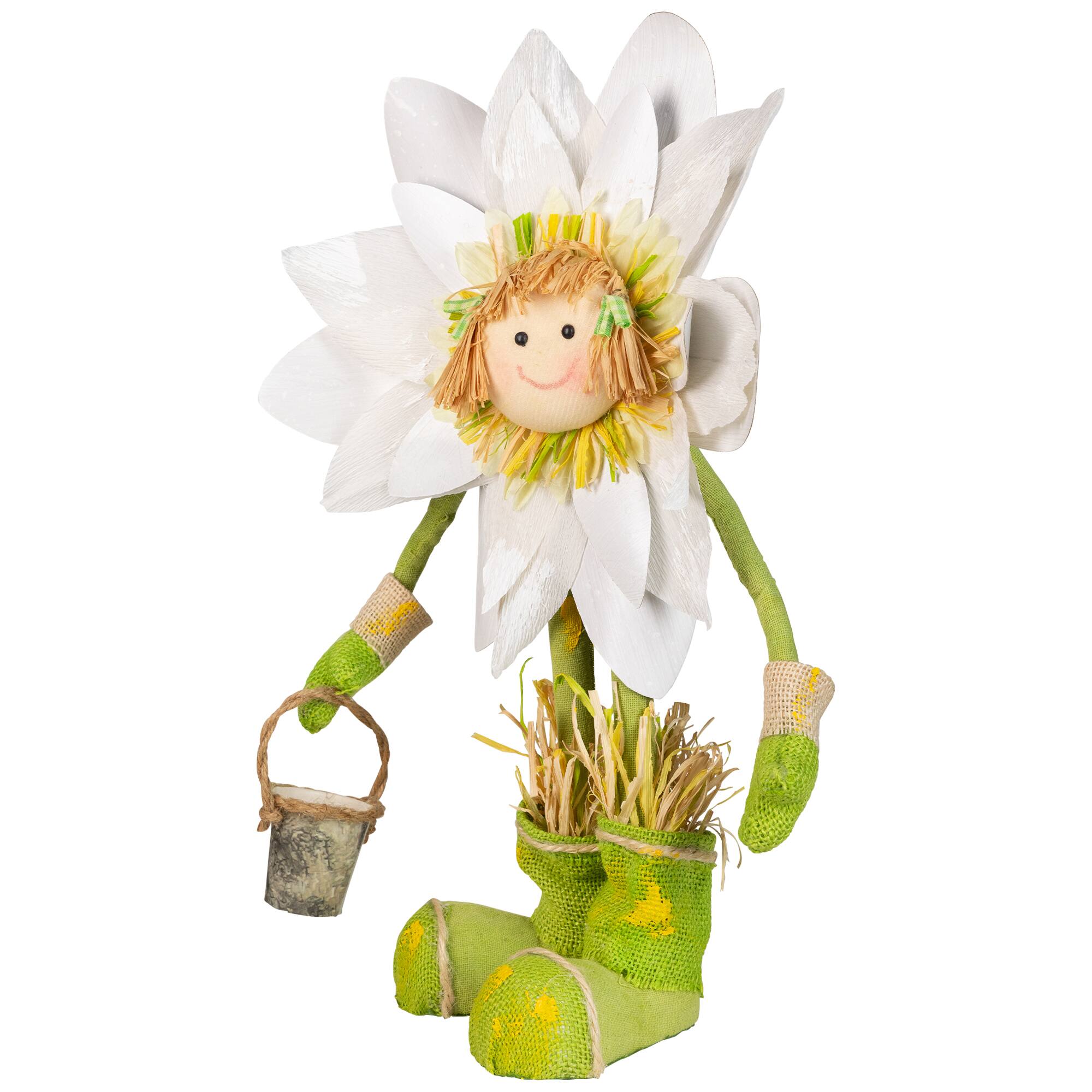 Alt View 4. Northlight - Spring Floral Standing Sunflower Girl Decorative Figure - 17" - Green and Yellow - Pink.