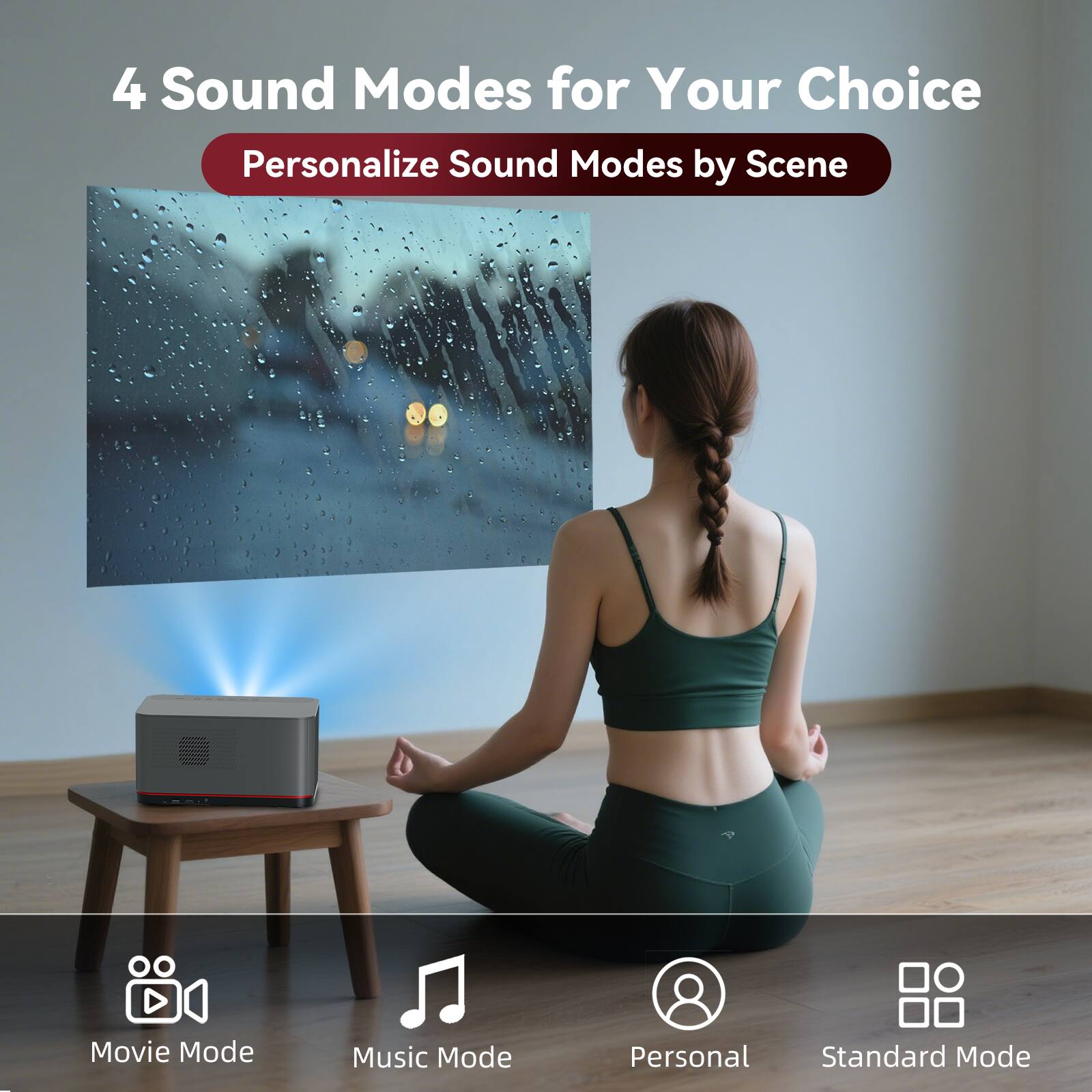 4 Sound Modes for Your Choice  
Personalize Sound Modes by Scene  

Movie Mode  
Music Mode  
Personal  
Standard Mode