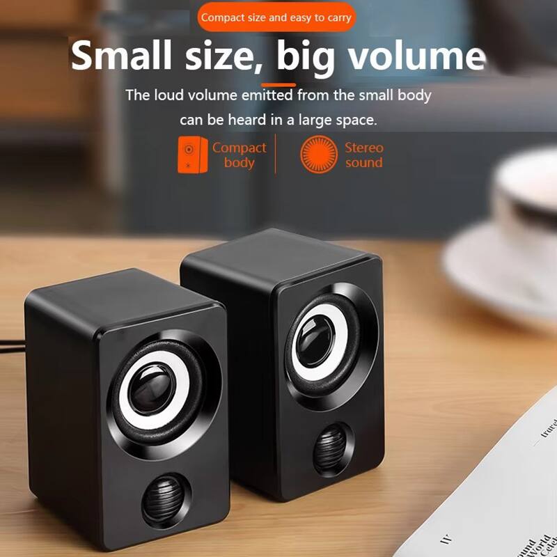 Compact size and easy to carry  
Small size, big volume  
The loud volume emitted from the small body can be heard in a large space.  
Compact body  
Stereo sound